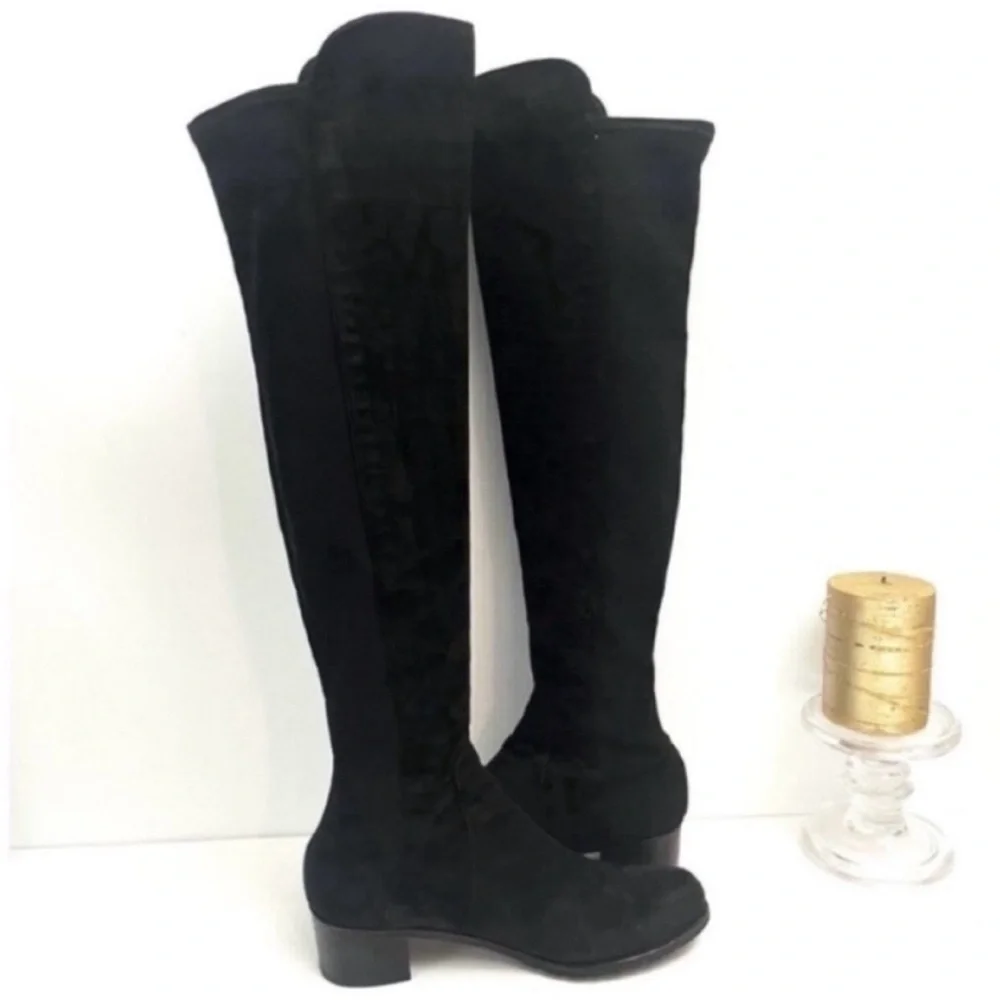 Stuart Weitzman Black Over-the-Knee Suede Boots - Women's Size 7.5